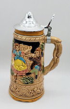 APEX Quality, Japan, Lovers Relief Style, Lidded Musical Beer Stein, 9 1/4