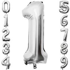 Large Number 1 Balloon Birthday Party Birthday Balloon Decoration Silver 40inch, picture
