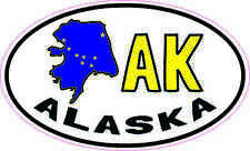 5X3 Oval AK Alaska Sticker Vinyl Luggage Car Truck Bumper Cup Tumbler Stickers picture