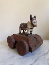 Antique Hand Carved Wooden Nandi Cow On Wheels picture