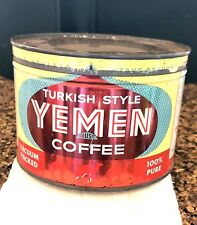 YEMEN Turkish Style Coffee ORIGINAL LID 1 lb. camel  grocery store key wind tin picture