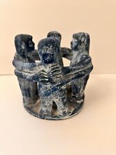 Candle Holder  Vintage Mexico Pottery- Circle of Friends 4 Aztec/Mayan Dancers picture