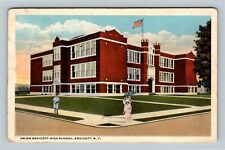 Endicott NY, Union Endicott High School, Street View, New York Vintage Postcard picture