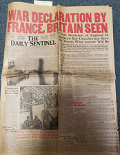 September 3 1939 WWII Newspaper; France Britain Declare War on Germany picture