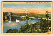 Waldo-Hancock Bridge Penobscot River Maine Postcard APS16 picture