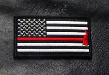 Fire Fighter Thin Red Line AXE usa Flag 3.5 inch HOOK PATCH picture