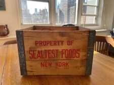 Vintage 1959 Brooklyn NEW YORK SEALTEST MILK CRATE RED LETTERING METAL BANDS picture