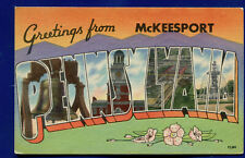 McKeesport Pennsylvania PA Large Letter Linen Postcard picture