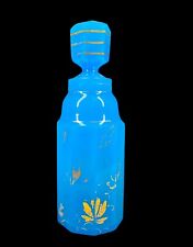 Early 19thC Blue Opaline Glass Cologne Bottle With Gold Gilding Bohemian French picture