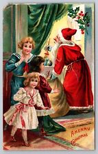 A Merry Christmas Santa Claus Toys Children c1910 Postcard picture