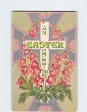 Postcard Embossed Flower Cross Print An Easter Greetings picture