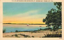 Panama City FL Florida, Sailboat on Beautiful St Andrews Bay, Vintage Postcard picture