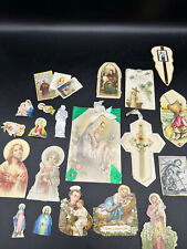 Victorian Style 30s 40s Religious Jesus Mary Antique Die cut Scrap Paper JS picture