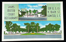 Vintage Evans Motor Court & Restaurant Sumter SC c1956 Multivew Postcard picture