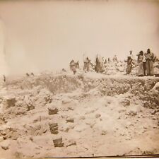 c.1900s Glass Plate Negative Excavation Nomads Desert Middle East  3-1/4x4 picture