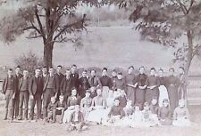 C.1890s Cabinet Card. Large Group Photo Women Victorian Dress. Outdoor Boys C2-5 picture