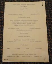 June 4 1939 Camp Curry Yosemite National Park Dinner menu picture