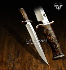 IMPACT CUTLERY CUSTOM HUNTING BOWIE KNIFE BRASS INLAY BURL WOOD HANDLE- 1644 picture