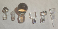 Lot of 5 Vintage Bottle Stoppers  + 1 Dabber Clear Glass Different Sizes picture