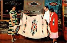 Chimayo, NM New Mexico  ORTEGA'S WEAVING SHOP~Staff & Blankets 1958 Postcard picture