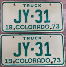 Colorado 1973 Truck License Plates Pair JY 31 low 2 digit El Paso County picture