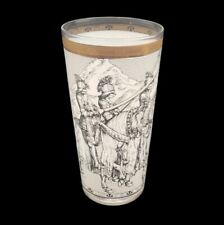 MCM Cera Camelot Medieval Knights Tumbler Highball Collins Glass 22K Gold Trim picture