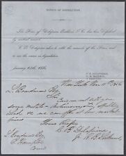 NEW YORK ~  DELAPIEERE & BALDWIN ~ NOTICE OF COMPANY’S DISSOLUTION CIRCULAR 1856 picture
