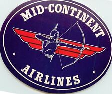 MID CONTINENT AIRLINES - Great NATIVE AMERICAN INDIAN Luggage Label, c 1955 MINT picture