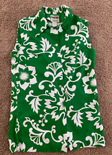 VTG Hawaiian Aloha 70s Island Togs Womens Sleeveless Green Floral Cotton Blouse picture