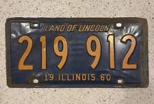 BARGAIN BIN 1960 Illinois license Plate Vintage Land Of Lincoln Blue And Yellow picture