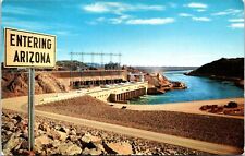 Entering Arizona Sign Davis Dam Power Plant Colorado River Petley Postcard UNP picture