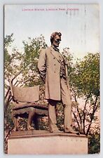 c1908~Abraham Lincoln Statue~Lincoln Park~Memorial~Chicago Illinois IL~Postcard picture