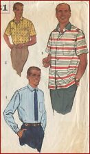 1950s Vintage Button Down Collar Long Sleeve Shirt Simplicity 2081 Mens 38 - 40 picture