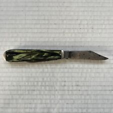 Vintage Pocket Knife 2 Blade Celluloid Swirl Green Handle Folding Made In USA picture