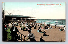 Ross Bathing Grounds Ocean Grove NJ Bathers and Beach Postcard Posted 1909 picture
