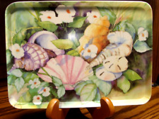 Vintage R2S Melplus Made in Italy Floral Sea Shells SERVING TRAY 11.5