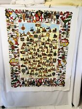 Vintage Linen Germany Map Souvenir Tablecloth 51 X 64” Crests picture