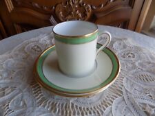 Vintage Shelley  Demitasse Cup & 2 Saucers  with green band & double gold rim picture