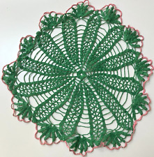 Antique Green Scalloped Doily. Gorgeous pink trim around the scallops. picture