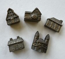 Heavy Solid Brass Vintage Lot of 5 Miniature Building Figurines picture