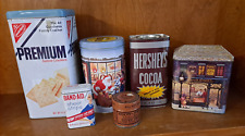 Lot of 6 Used Tins (Saltines, Hershey's Cocoa, Band-Aid, M&M, Snow-Proof,etc) picture