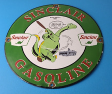Vintage Sinclair Gasoline Sign - Baseball Knock Out Dino Porcelain Gas Pump Sign picture