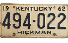 VINTAGE 1962 KENTUCKY LICENSE PLATE  494-022 Hickman picture