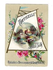 c1890 Victorian Trade Card Corticelli Spool Silk, Windmill, Flowers picture
