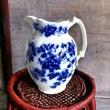 Antique New Wharf Pottery Windsor Flow Blue Large Pitcher Water Basin Pitcher picture