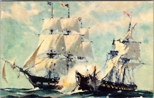 Postcard U S F Constitution Defeating H M S Java  1812 {ai] picture