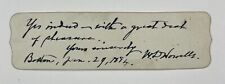 WILLIAM DEAN HOWELLS Autographed Signed CARD  1884 Asst Editor Atlantic Monthly picture
