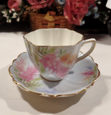 Vintage Old Royal Bone China Blue Teacup and Saucer Floral Pattern Gold Trim picture