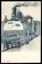FRANCE Paris Postcard 1910s Greetings Panoramic View Novelty Train Border picture