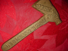 ANTIQUE CAST IRON SIGN HATCHET CARRIE NATION TEMPERANCE 8 3/4 IN. DEFENDER picture